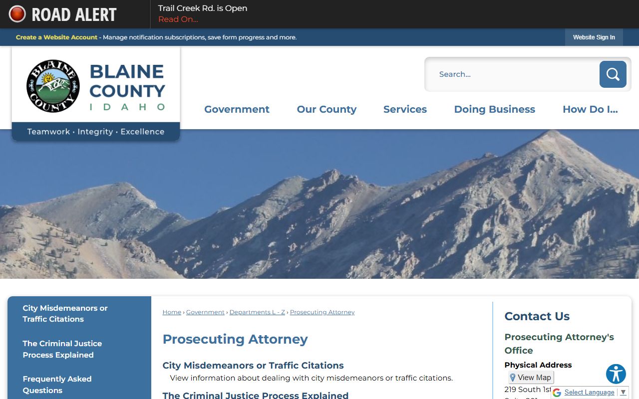Blaine County prosecutor contact for court records after arrest